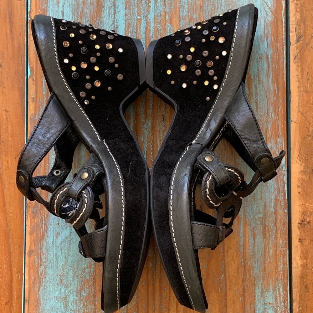 Vic Matie Mules with Studded Heel. Black. Size 6